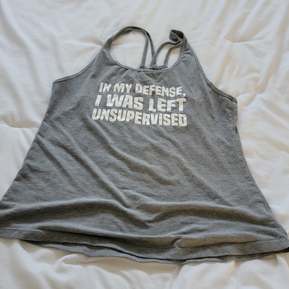 Constantly Varied Gear Gray Tank Top with Bold Message. CUTOUTBACK.  XL